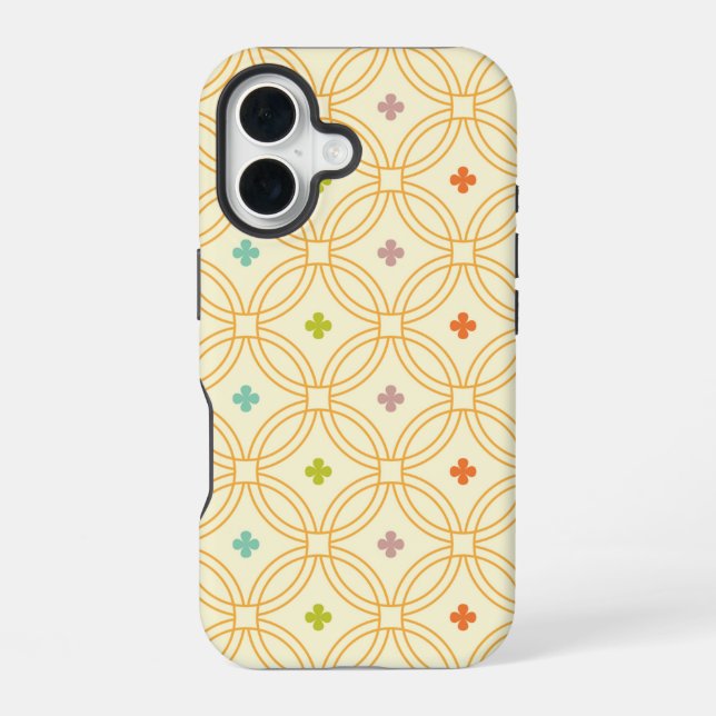 Retro Geometric Interlocking Circle Pattern iPhone 16 Case (Back)