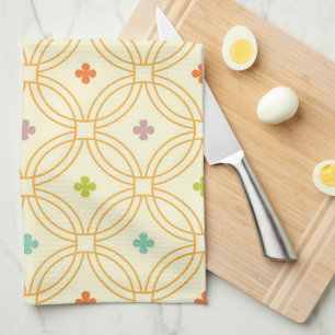 Retro Geometric Interlocking Circle Pattern Kitchen Towel
