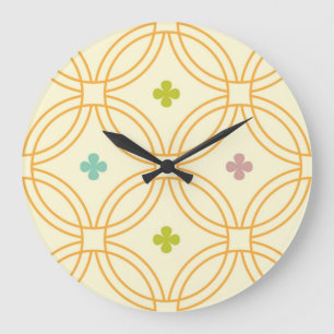 Retro Geometric Interlocking Circle Pattern Large Clock