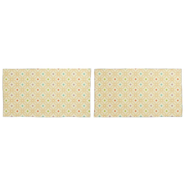 Retro Geometric Interlocking Circle Pattern Pillowcase (Front-Set)