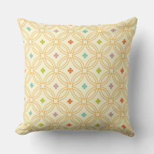 Retro Geometric Interlocking Circle Pattern Throw Pillow