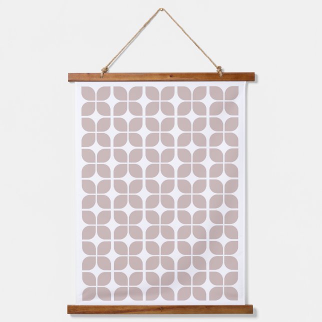 Retro Geometric Leaf Pattern Beige Hanging Tapestry (Front)