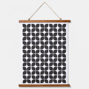 Retro Geometric Leaf Pattern Black Hanging Tapestry
