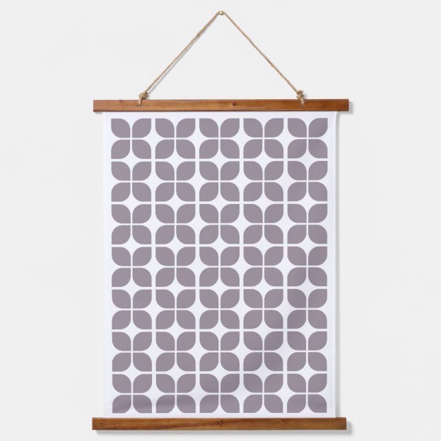 Retro Geometric Leaf Pattern Taupe Hanging Tapestry (Front)