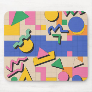 Retro Geometric Memphis Style Mouse Pad