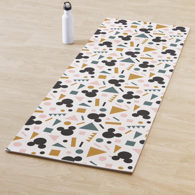Retro Geometric Mickey Mouse Logo Pattern Yoga Mat (In Situ)