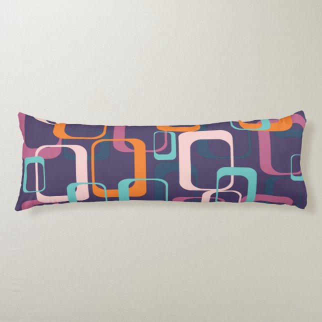 Retro Geometric Mid Century Shapes Art Purple Body Pillow (Front)