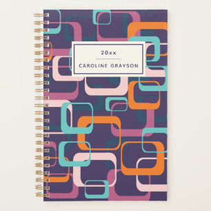 Retro Geometric Mid Mod Atomic Purple Personalized Planner