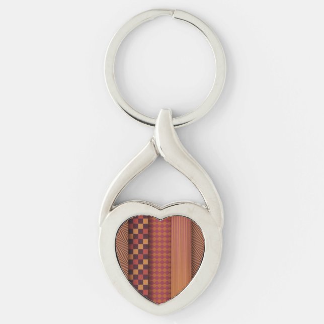 Retro Geometric Midcentury Pattern Keychain (Front)