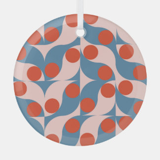 Retro Geometric: Modern Vintage Mosaic. Glass Ornament