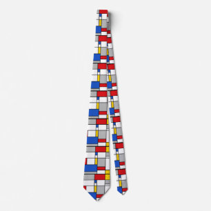 Retro Geometric Mondrian Style Colour Composition Tie