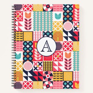 Retro Geometric Monogram Notebook