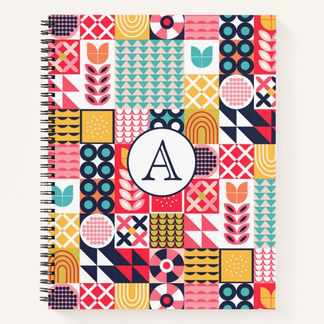 Retro Geometric Monogram Notebook (Front)