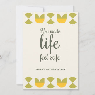Retro Geometric Olive and Mustard Father's Day Thank You Card
