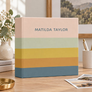Retro Geometric Pastel Colour Block Personalized Binder