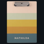Retro Geometric Pastel Colour Block Personalized Clipboard<br><div class="desc">Retro Geometric Pastel Colour Block Personalized Clipboard</div>