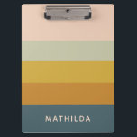 Retro Geometric Pastel Colour Block Personalized Clipboard<br><div class="desc">Retro Geometric Pastel Colour Block Personalized Clipboard</div>