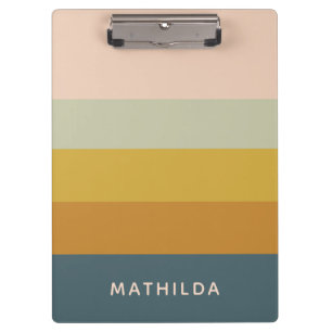 Retro Geometric Pastel Colour Block Personalized Clipboard