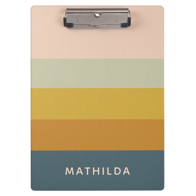 Retro Geometric Pastel Colour Block Personalized Clipboard (Front)