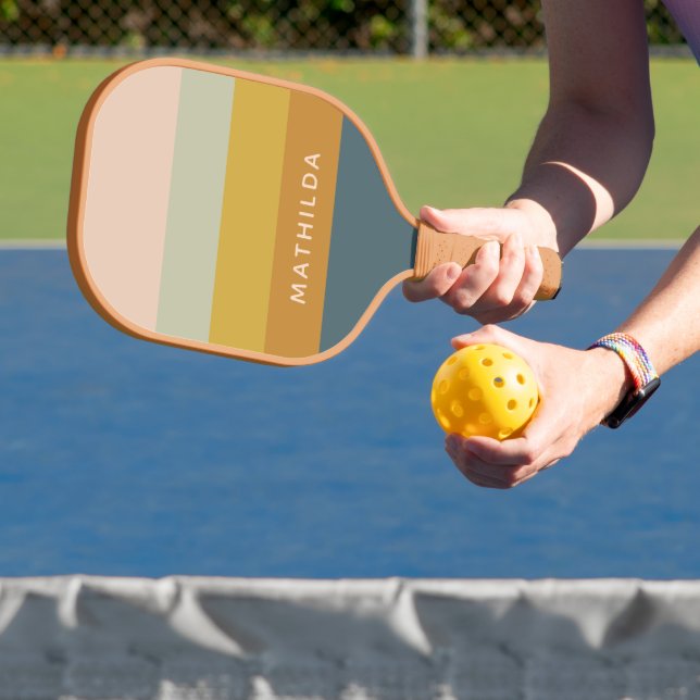 Retro Geometric Pastel Colour Block Personalized Pickleball Paddle (Insitu)