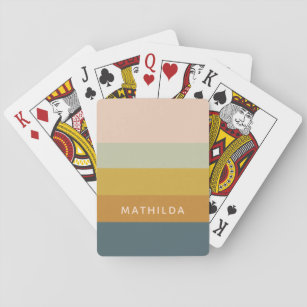 Retro Geometric Pastel Colour Block Personalized Playing Cards