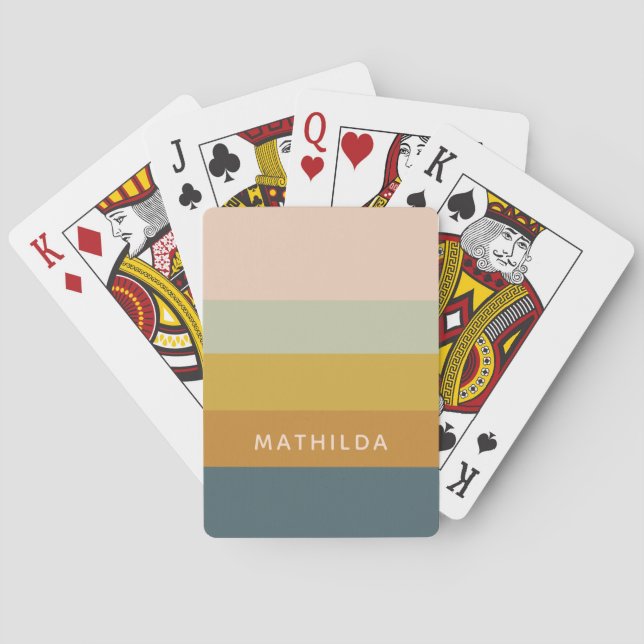 Retro Geometric Pastel Colour Block Personalized Playing Cards (Back)
