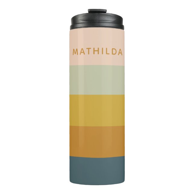 Retro Geometric Pastel Colour Block Personalized Thermal Tumbler (Front)