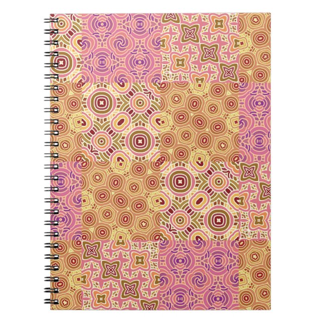 Retro Geometric Patchwork  Notebook (Front)