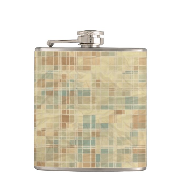 Retro geometric pattern 2 hip flask (Front)