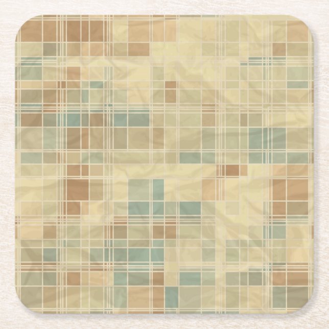 Retro geometric pattern 2 square paper coaster (Front)