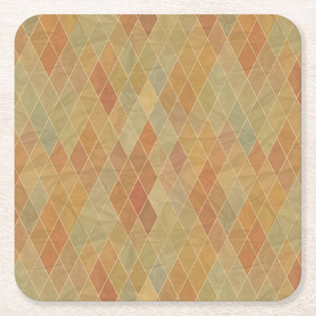 Retro geometric pattern 2 square paper coaster (Front)