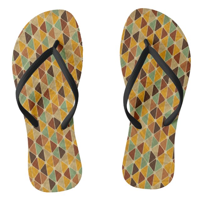 Retro geometric pattern 3 flip flops (Footbed)