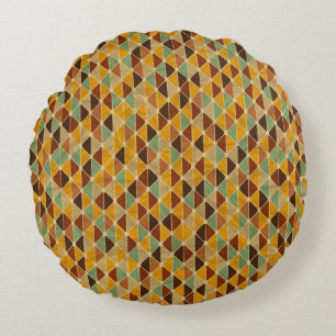Retro geometric pattern 3 round pillow