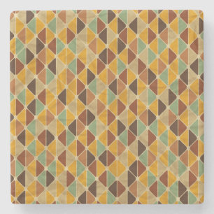 Retro geometric pattern 3 stone coaster