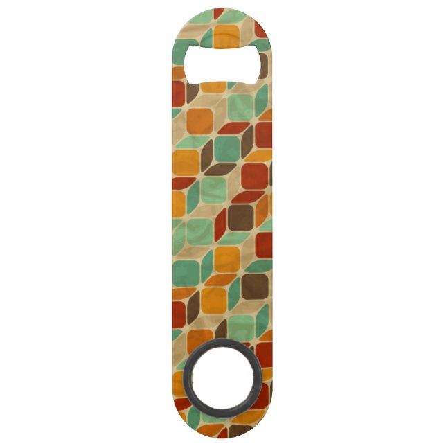 Retro geometric pattern 4 2 speed bottle opener (Front)