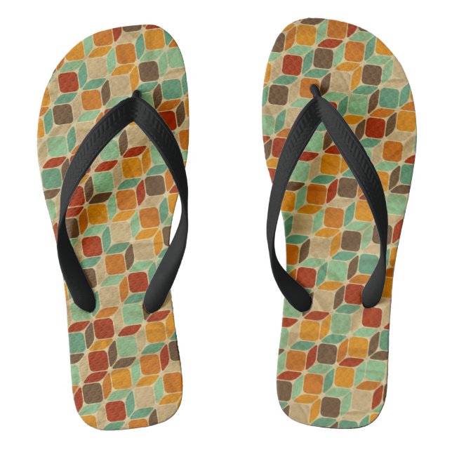 Retro geometric pattern 4 flip flops (Footbed)