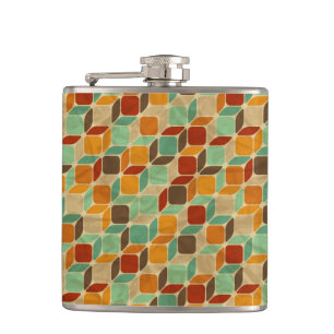Retro geometric pattern 4 hip flask