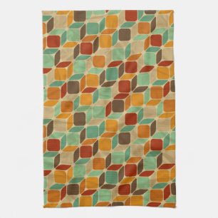 Retro geometric pattern 4 kitchen towel