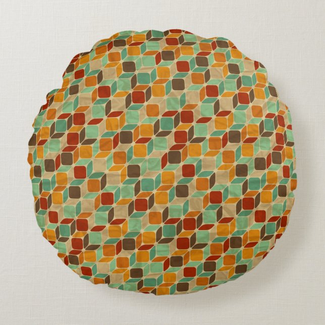 Retro geometric pattern 4 round pillow (Front)