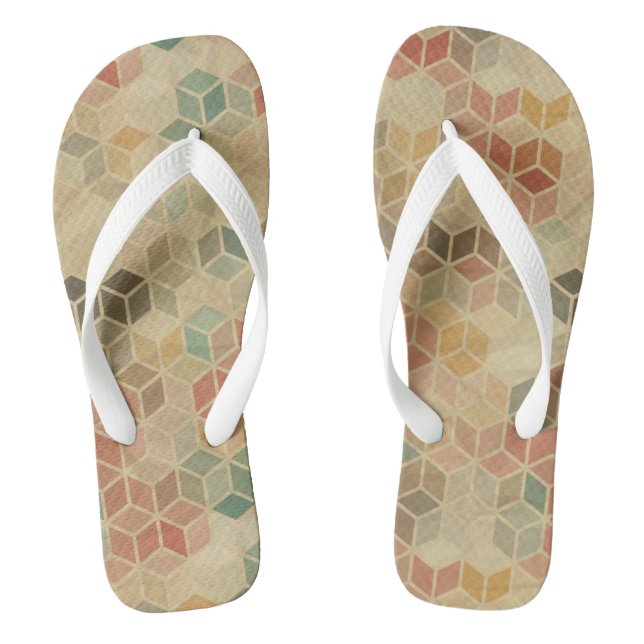 Retro geometric pattern 5 flip flops (Footbed)
