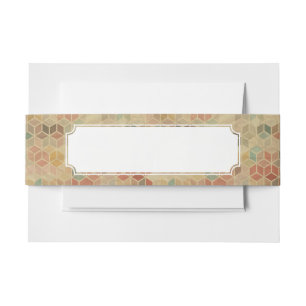 Retro geometric pattern 5 invitation belly band