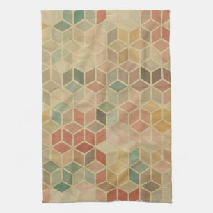 Retro geometric pattern 5 kitchen towel