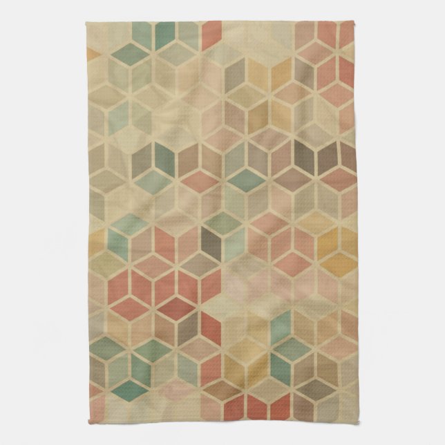 Retro geometric pattern 5 kitchen towel (Vertical)