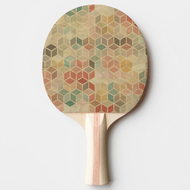 Retro geometric pattern 5 ping pong paddle (Front)