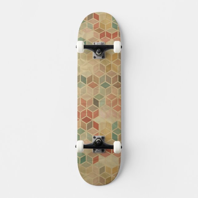 Retro geometric pattern 5 skateboard (Front)
