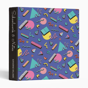 Retro Geometric Pattern Add Your Name Binder