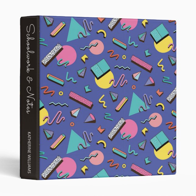 Retro Geometric Pattern | Add Your Name Binder (Front/Spine)
