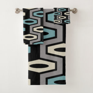 Retro Geometric Pattern Bath Towel Set
