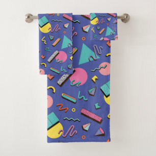 Retro Geometric Pattern Bath Towel Set