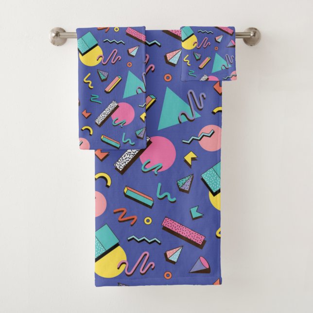 Retro Geometric Pattern Bath Towel Set (Insitu)
